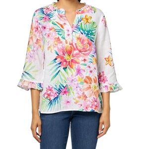 John Mark Watercolor Floral Tunic Top